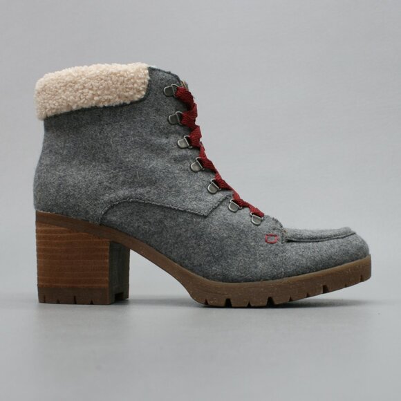 Korks Ease Ladies 9.5 Evie Gray Felted Wool Lace-up Ankle Heels Boots KR0009860 - Picture 4 of 12